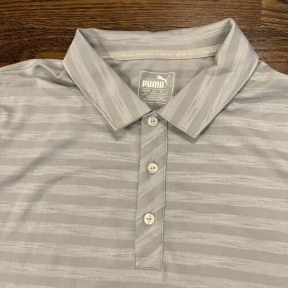 Puma Other - PUMA Golf Stripe Print Dry Cell Technology Performance Polo Shirt Large Gray